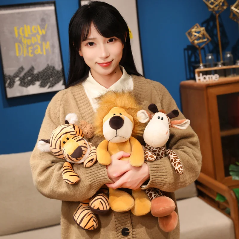 ตุ๊กตาสัตว์ป่า ชุดช้าง สิงโต ม้าลาย ลิง แรคคูน ยีราฟ ของเล่นนุ่มนิ่ม น่ารัก ของขวัญสำหรับเด็กและเพื่อนๆ