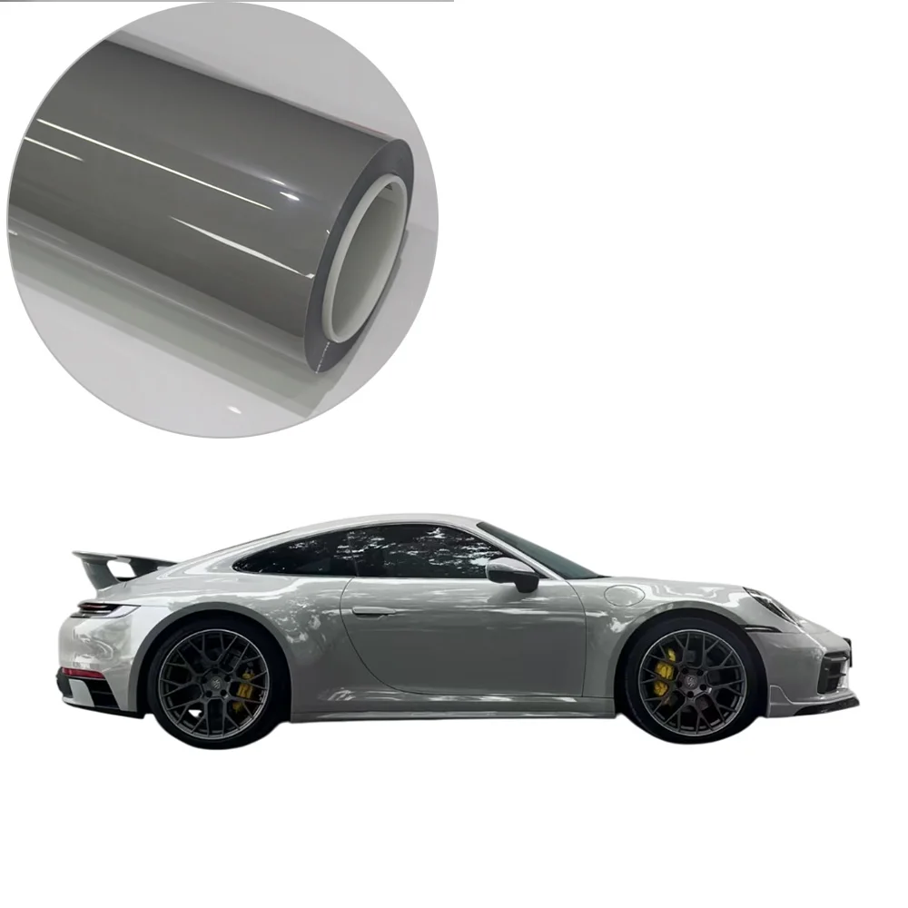 SAKUTA Air Bubble Free High Stretch High Gloss TPU Chalk Gray Vinyl Wrap Film For Car Body Car Wrapping Film 1.52*15M