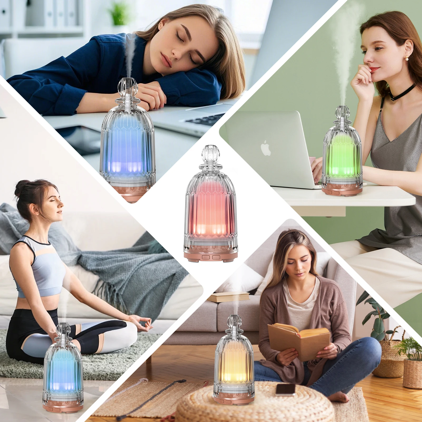 Gambar Desain 3D untuk Mesin Diffuser Aroma Elektrik yang Dioperasikan dengan Bluetooth-APP, Diffuser Minyak Aroma Populer