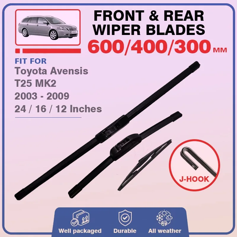 

Front Rear Windshield Wiper Blades Set For Toyota Avensis T25 2003 - 2009 MK2 Brushes Window Windscreen 2004 2005 2006 2007 2008
