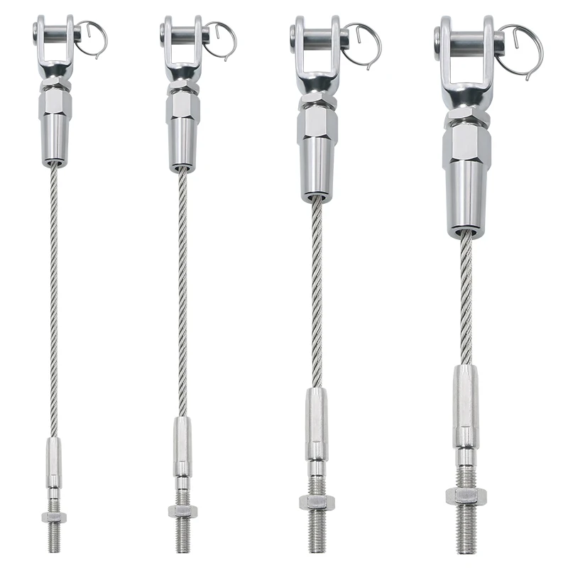 

3/4/5/6mm 304 stainless steel cable with one end of 316 stainless steel fork terminal and one end of straight pole connector