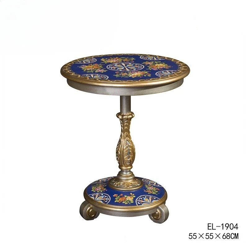 Mahogany carved villa coffee table round furniture