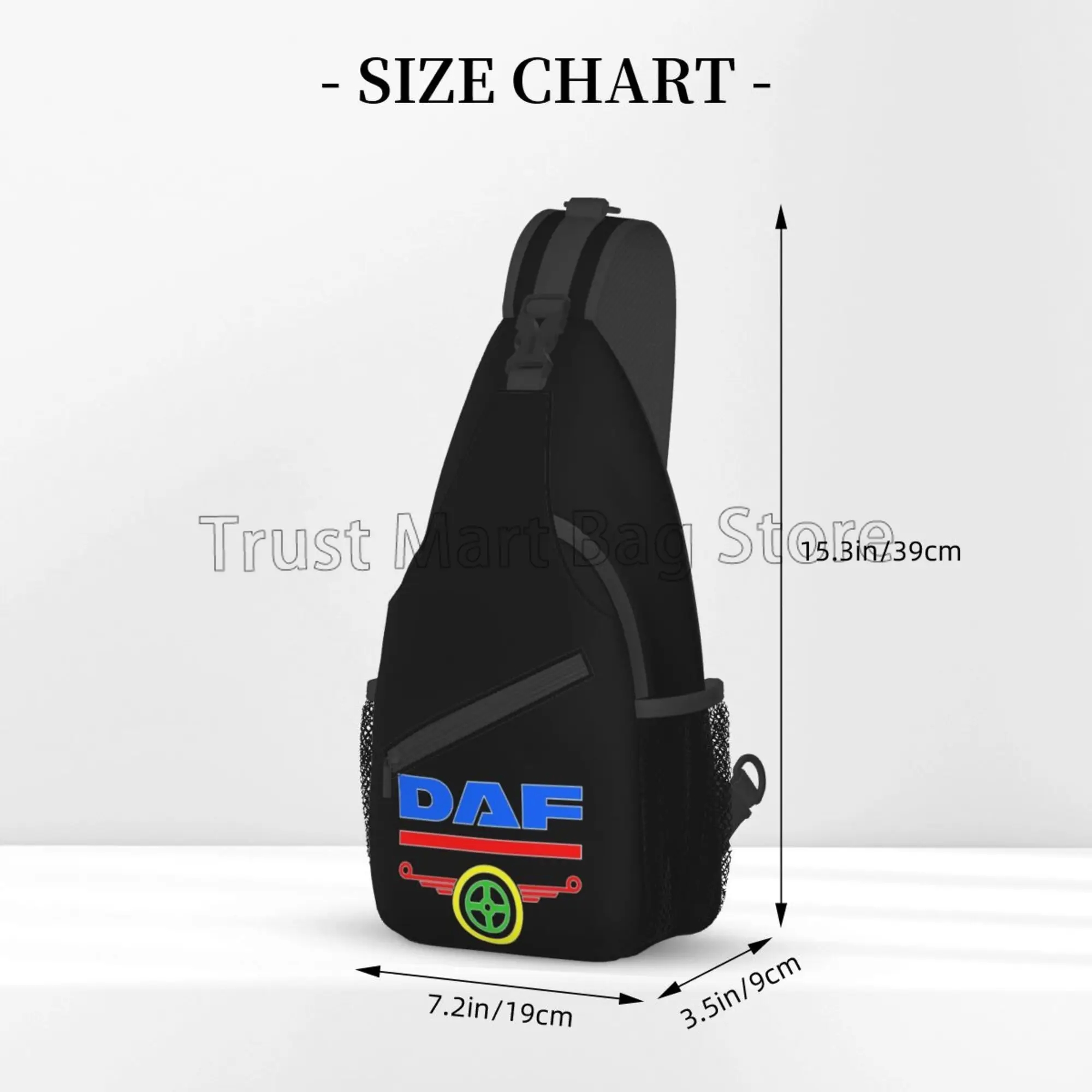 Daf Logo Print Borst Tassen Crossbody Sling Bag Reizen Wandelrugzak Casual One Shoulder Dagpack Voor Dames Heren Buitensporten