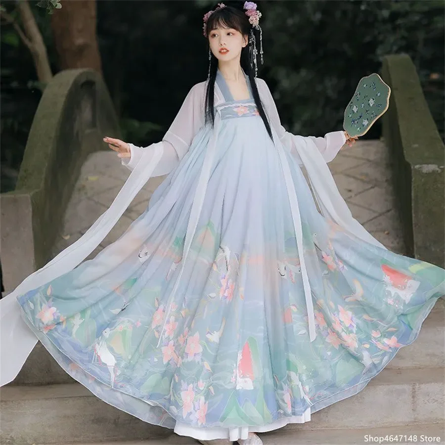 Robe Hanfu de Style chinois pour femmes, tenue de princesse traditionnelle élégante avec broderie florale, fée orient sur scène