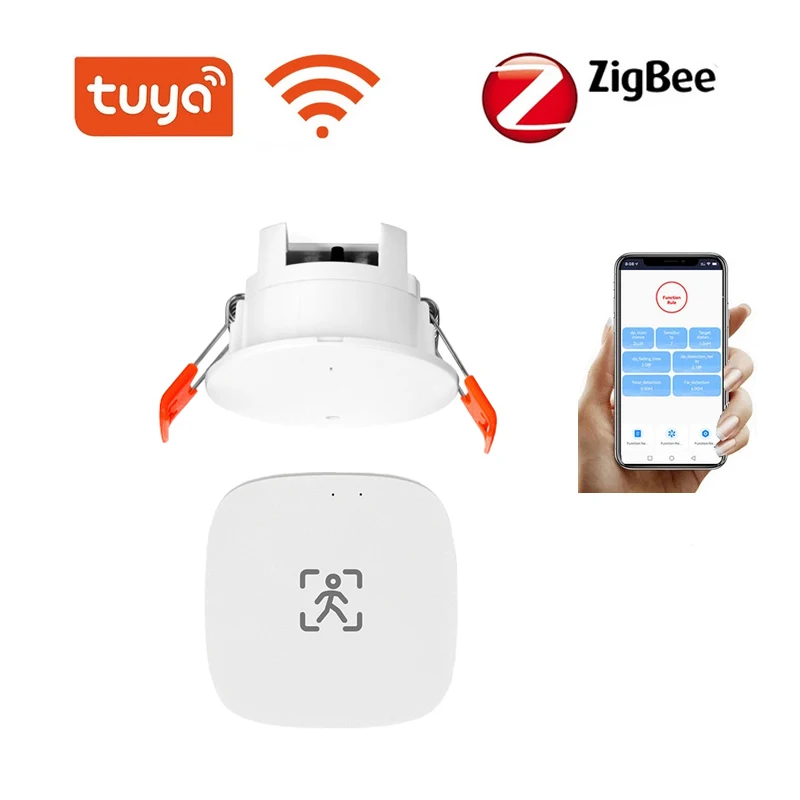 Tuya WiFi Zigbee Smart Human Presence Sensor with Luminance/Distance/Fretting Detection Microwave Motion Sensor MmWave Radar