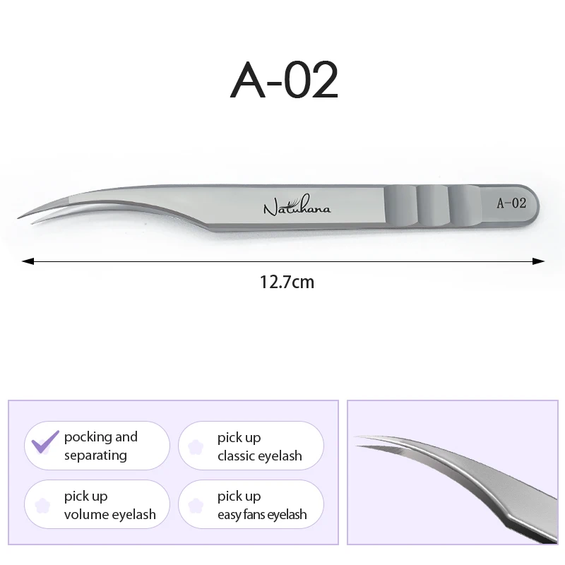 NATUHANA Antistatische gerade Wimpernverlängerungspinzette, industrielle Präzision, gebogene gerade Wimpern-Augenbrauenpinzette, Make-up-Tools