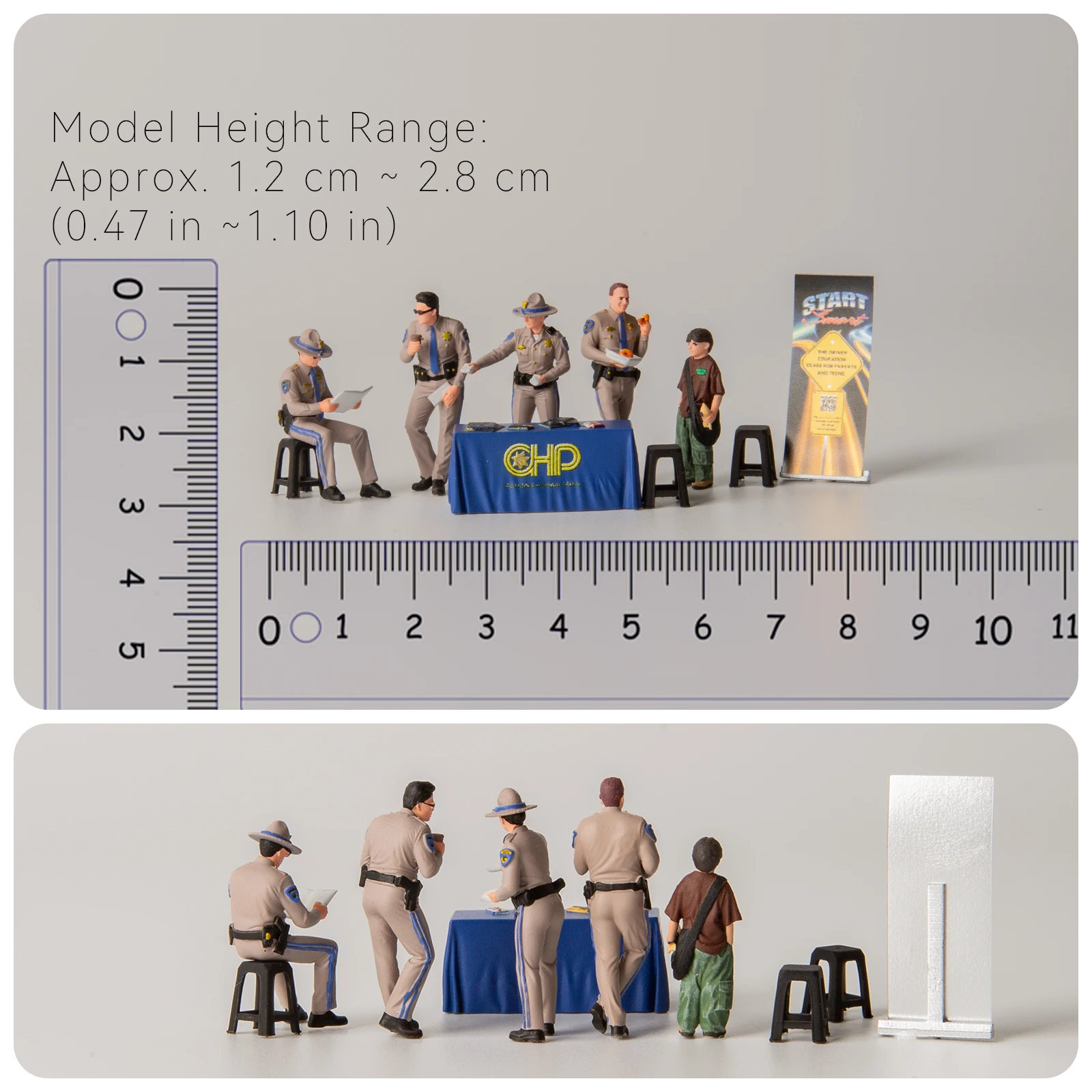 1/64 Scale Resin Highway Patrol Officer Figures Driver Safety Booth Miniature Scene Props Hand Painted Diecast Car Display AFA