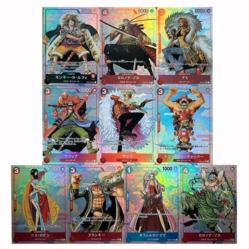 10pcs/set One Piece Monkey D. Luffy Nami Roronoa Zoro DIY self-made Color Flash Card Anime Game Collection Card Gift Toy