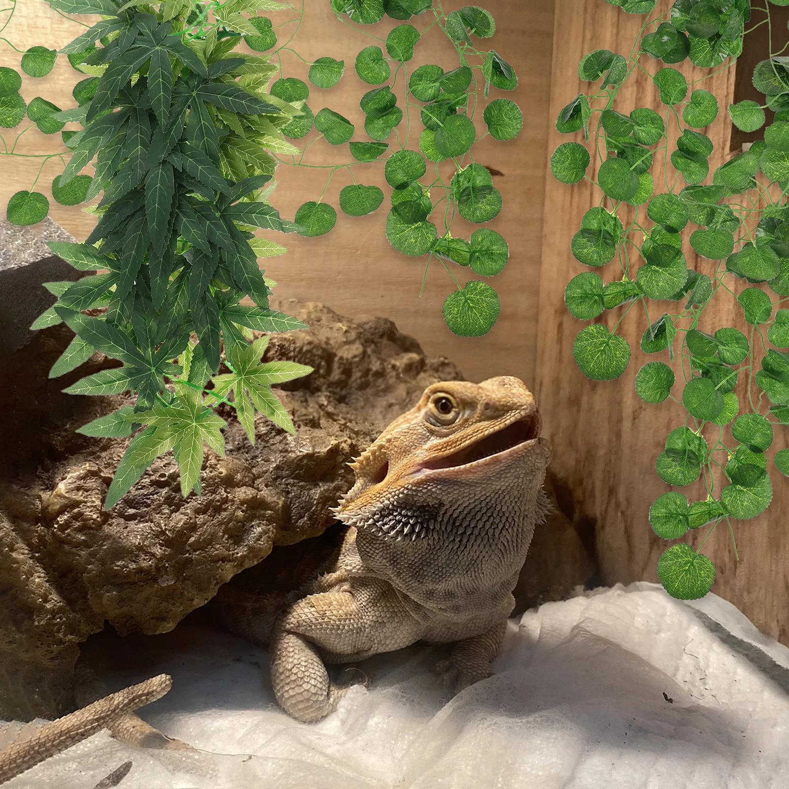 

Artificial Rattan Leaves For Reptile Terrarium Suction Cup Climbing Plants Lizard Gecko Snake Tank Decor Accessories