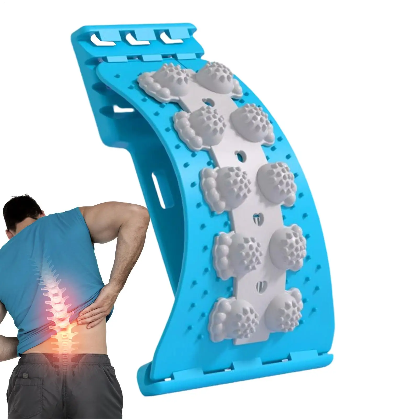

Yoga back stretcher Lumbar spine relaxation device Cracker Board Massager with 4-Level Adjustable Back Stretcher for Home Gym