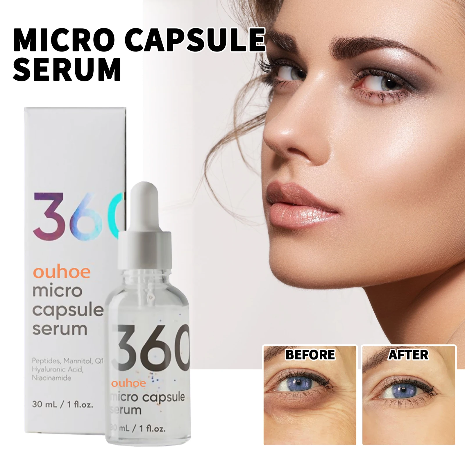 OUHOE ​ Hydraterende Micro Capsule Serum Vervagen Fijne Lijntjes Draai Nek Witter Huid Hydrateren Reparatie Capsule Essentie