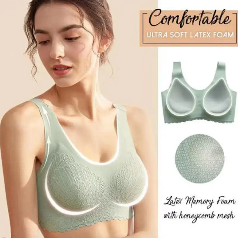 Womens Push Up Bra Natural Latex Air Ultimate Lift Stretch Seamless Sexy Bra Sports Bra Comfort Sleep Bra Wireless Brassiere