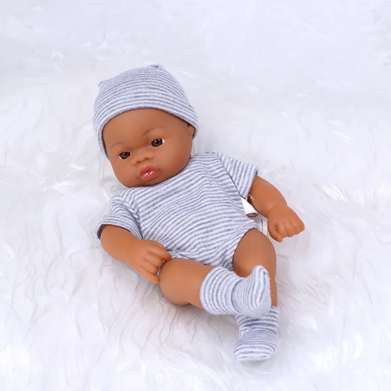 Brown Reborn Dolls Mini Soft and Full Body Vinyl Newborn Doll 20cm Baby Toys Soft Touch High Quality Doll for Children Toys Gift