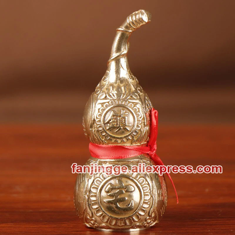 Hu Lu Feng Shui Copper Bugua Gourd Interior Qrnaments Pendant Wu Lou Craft For Car Vintage Home Decoration Accessories