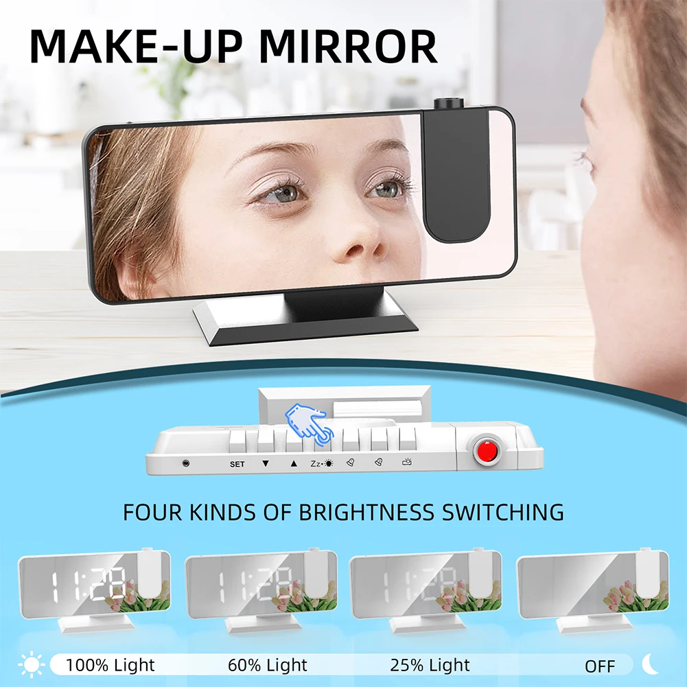 LED Electronic Projection Clock Multifunction Intelligent Luminous Clock Large Screen Projector Ceiling Clock for Office School