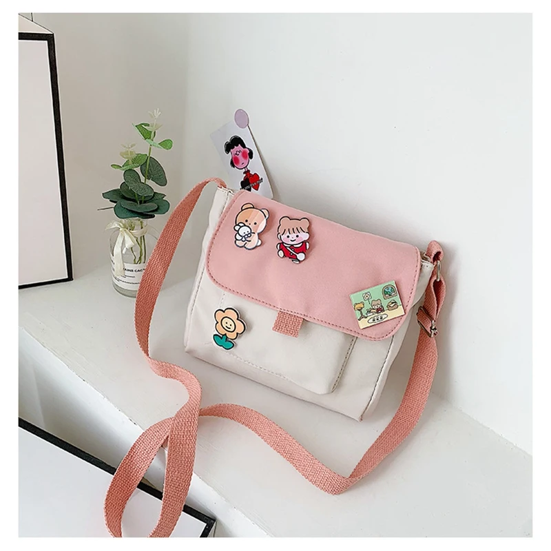 Korean Cute Small Bag Soft Sister Girl Heart Soft Cute Student Shoulder Bag Japanese Harajuku Messenger Bag Woman Pink