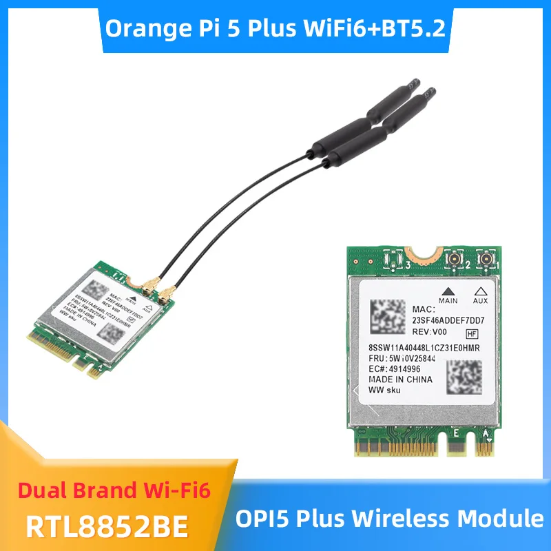 Orange Pi 5 Plus RK3588 8-rdzeniowy 64-bitowy 4/8/16/32 GB RAM Aluminiowa obudowa Moduł WiFi BT 256 GB Zasilacz EMMC dla OPI 5 Plus