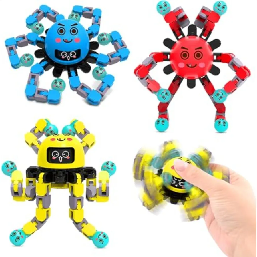 Giocattoli Fidget Spinner trasformabili per adulti3 pezzi Giocattolo sensoriale per dita per adolescenti con autismo ADHD Ansia Sollievo Compleanni Gi