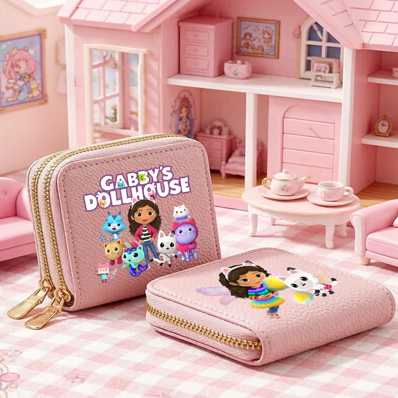 

Gabbys Dollhous Multi-Functional Accordion ID Card Holder Anime Cute Double-Layer Zipper Women Girl Kawaii Wallet Pu Card Holder