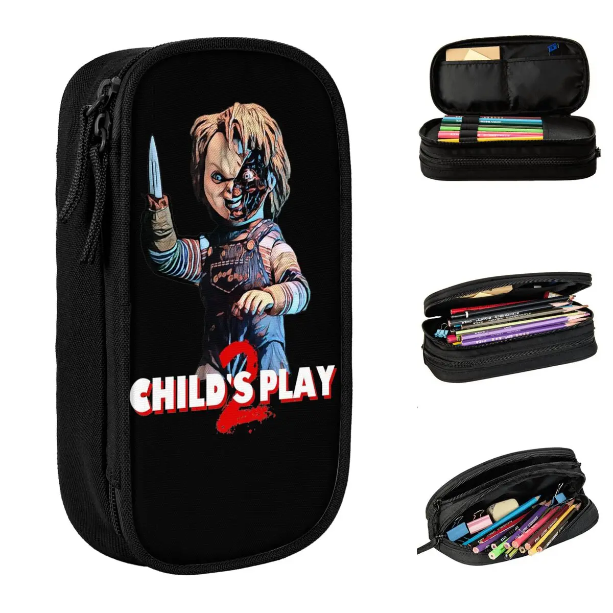 

New Child's Play 2 Chucky Pencil Case Pencilcases Pen Holder Girls Boys Big Capacity Pencil Bags Students School Gift Stationery