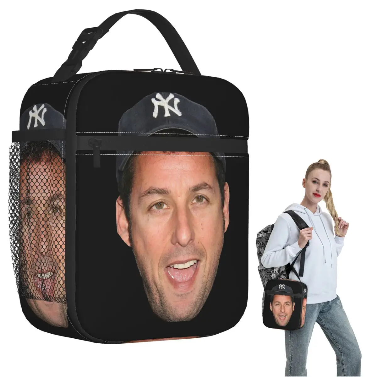 The Face Meme Adam Sandler Smile Amazing Poster Insulated Lunch Bag for Women Kids Portable Food Boxes Thermal Lunch Box Tote