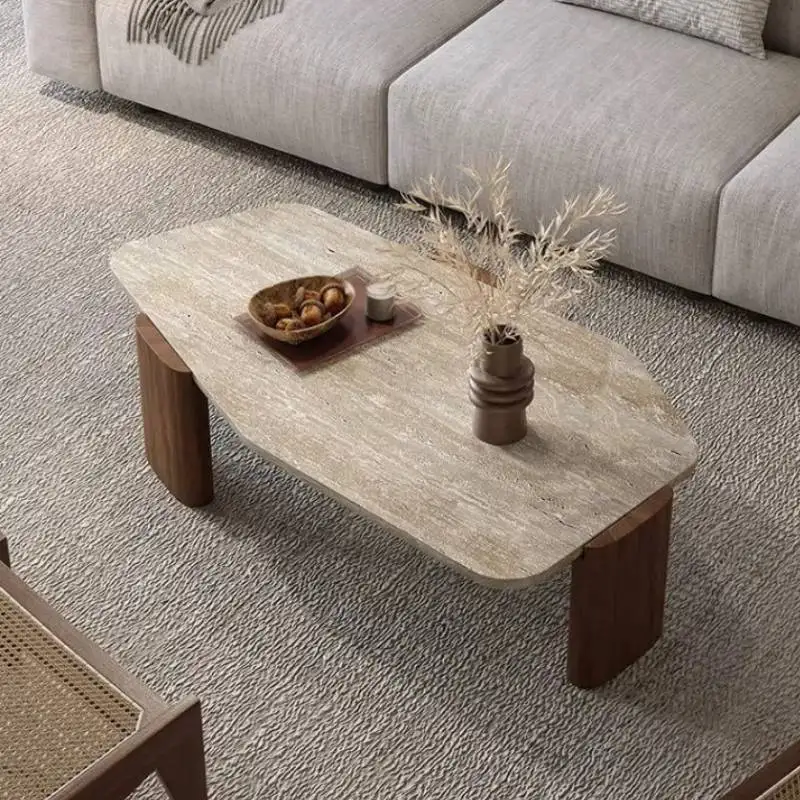 طاولة القهوة الخشبية الصلبة خمر غير النظامية البيج الحد الأدنى مركز طاولة القهوة الحديثة الفاخرة Meuble صالون أثاث غرفة المعيشة