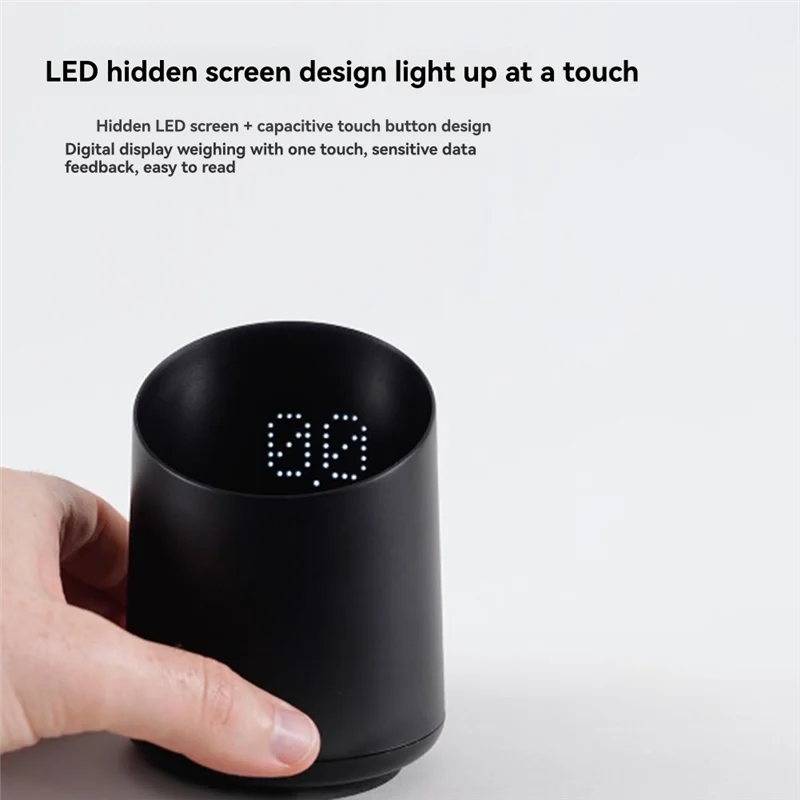 مقياس القهوة الإلكتروني A74G مع كوب وزن مقاوم للماء للإسبريسو، صب أكثر من، كوب جرعات مقياس القهوة الرقمي بالتنقيط