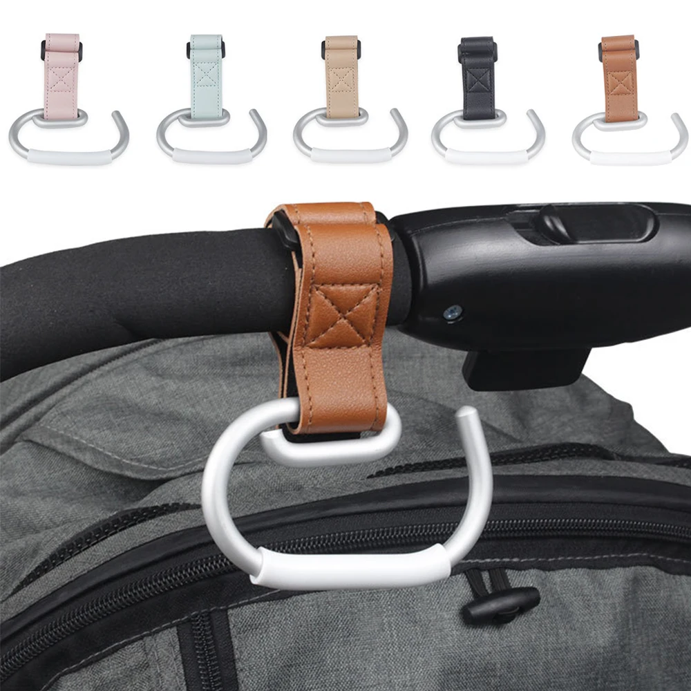 Baby Stroller Hooks Solid Color PU Stroller Accessories Hanging Hook Kids Cart Organizer Cartoon Stroller Accessories Bicycle