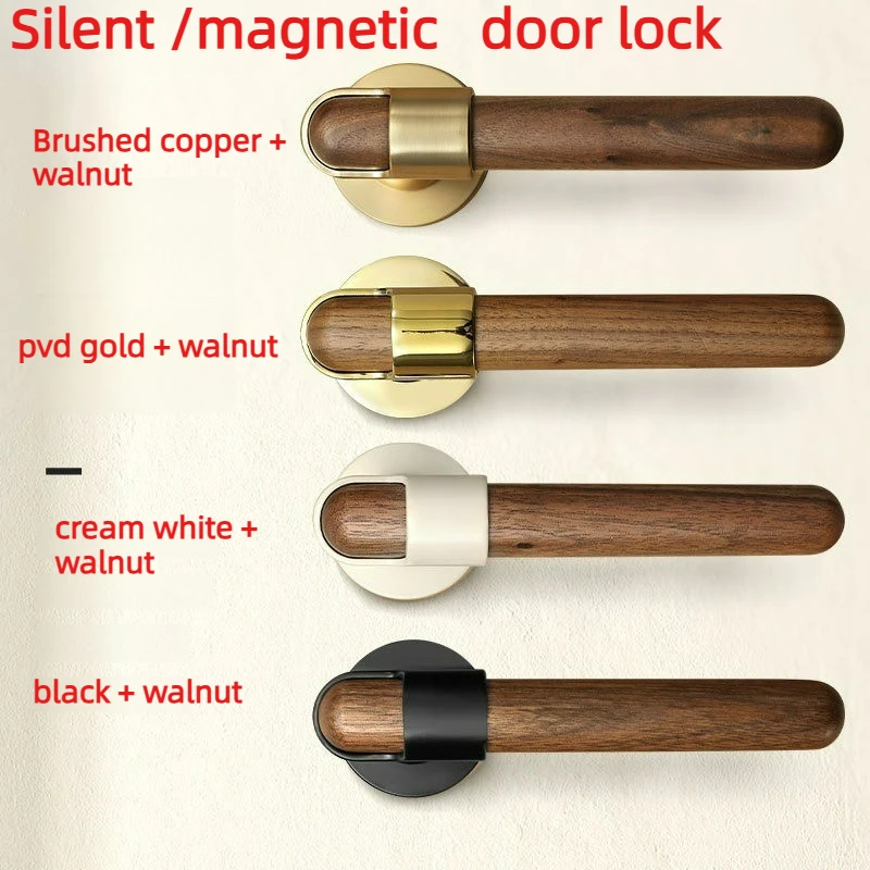 Indoor Bedroom Door Lock, Solid Wood Door Universal Magnetic/silent Split Handle Door Lock