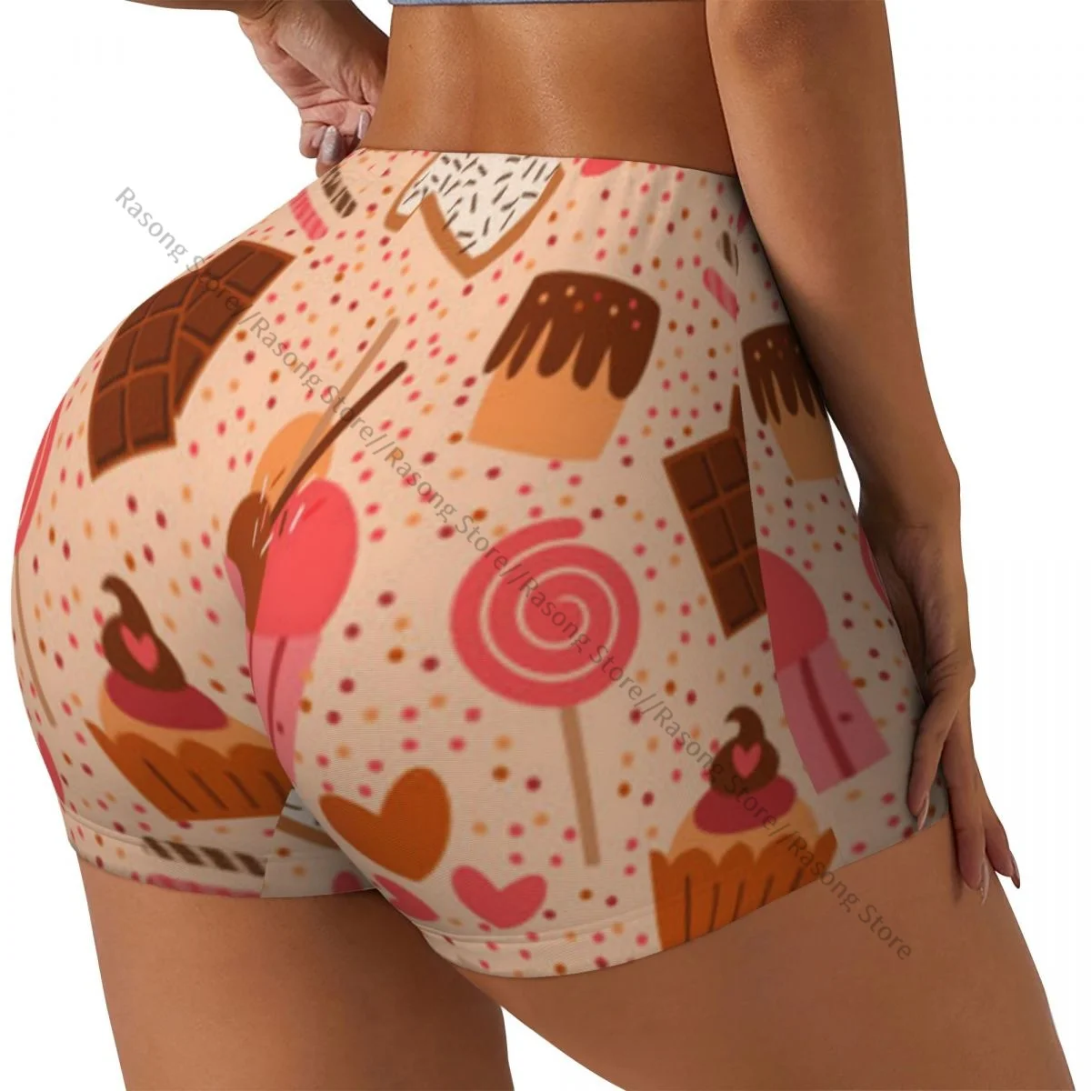 

Шорты для йоги с милым узором «Сладкая еда», женские байкерские плотные эластичные спортивные леггинсы для тренировок, спортивная одежда