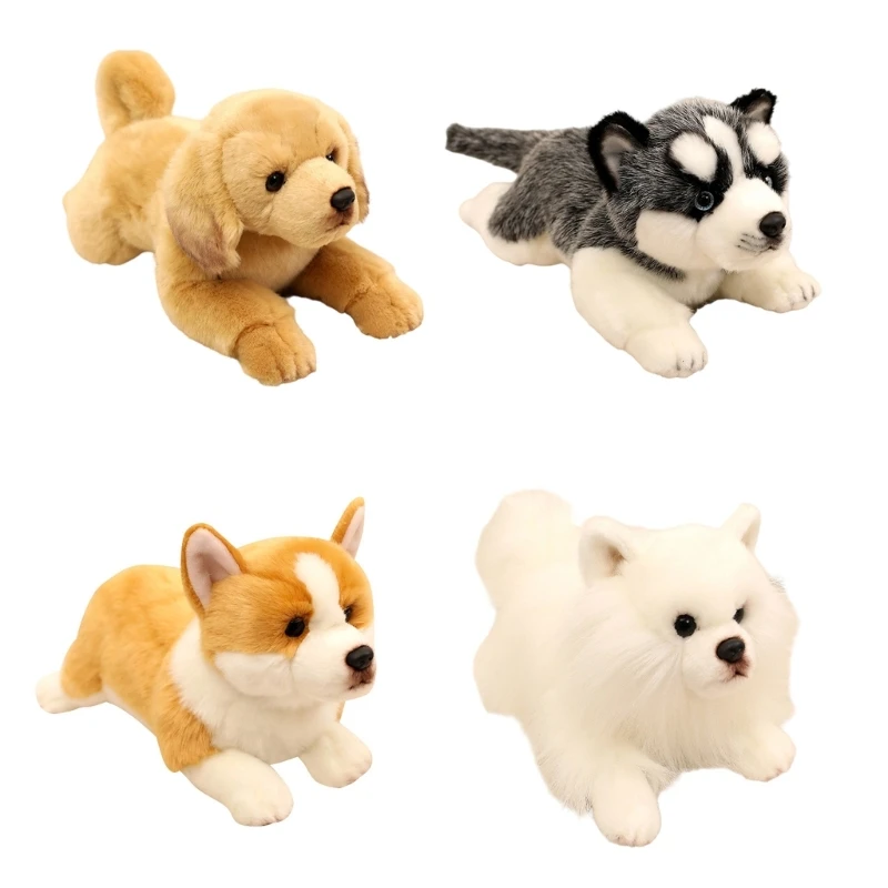 Simulation Plush Dog Toy With PP Cotton Furry Stuffed Animal Toy For Children 15UB