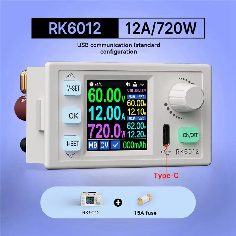 

AB41-RK6012 60V 12A Step-Down DC-DC Voltage Transformer Model Converter Power Supply Module Adjustable Output Tester