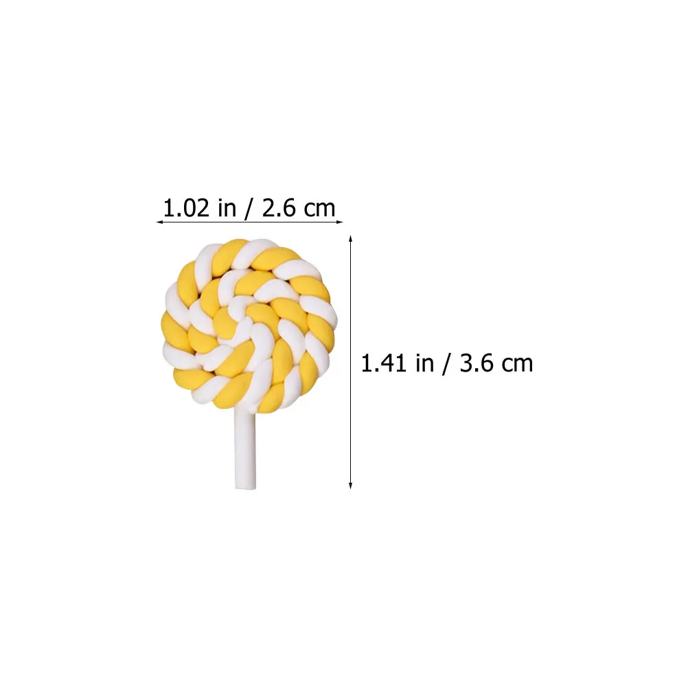 20Pcs Polymer Clay Rainbow Swirl Lollipop Decorations Miniature Candy Embellishments for DIY Crafts Scrapbooking Jewelry Making