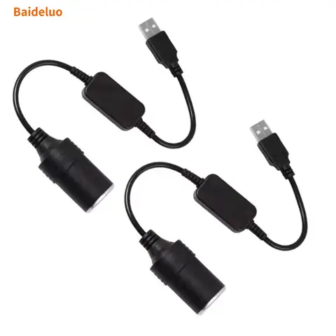 1pc 5V 2A USB To 12V Cigarette Lighter Socket USB Male to Female Cigarette Lighter Adapter Converter Car Electronics Accessories