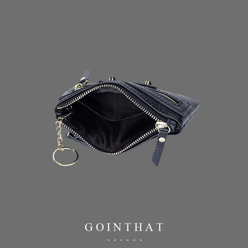 

Women Genuine Leather Coin Purse Japanese Female Wallets Homemade Zipper Card Key Chain Pendant Storage Pocket Bag Pouch Kpop