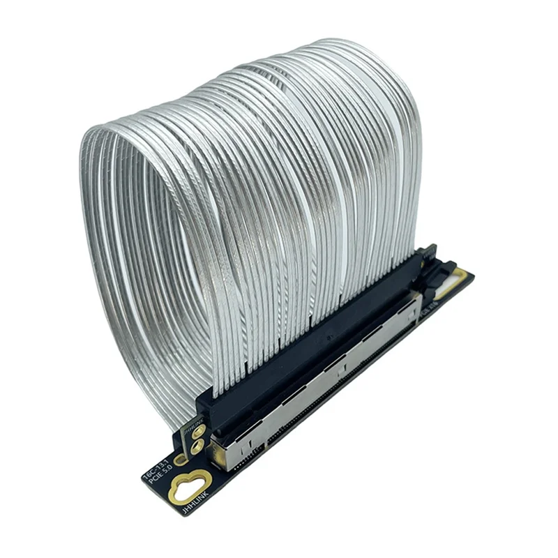 

AM-Pcie 5.0 X16 GPU Graphics Card Extension Cable PCI-E 5.0 Gen5 64GB/S Silver-Plated Cable 90° Right Angle Riser Cable