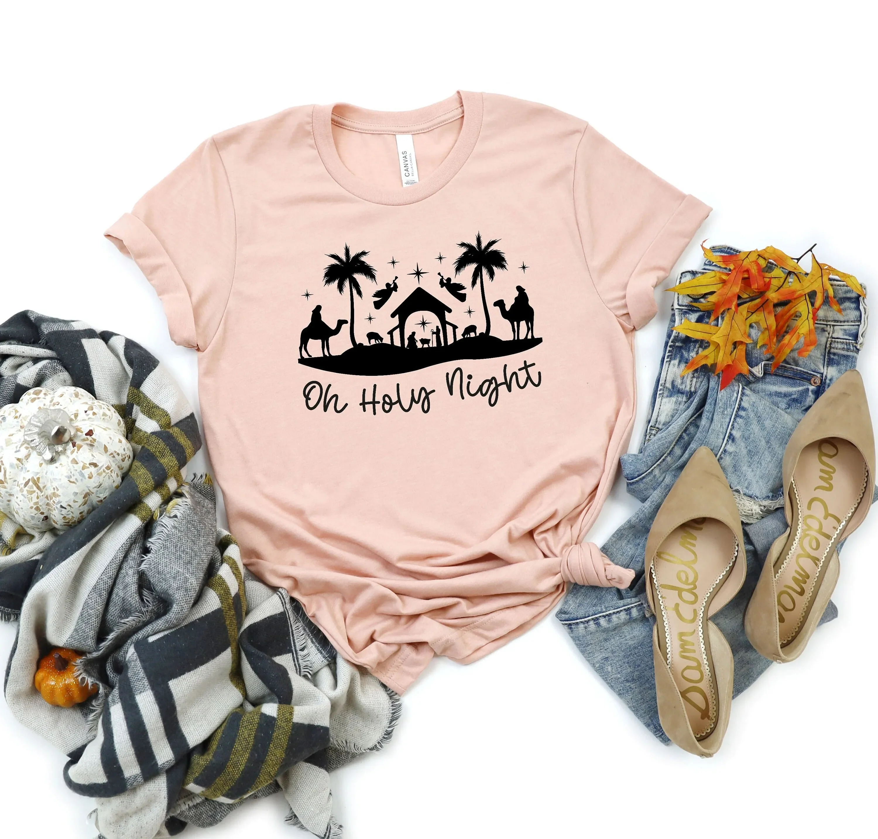 Christmas Oh Holy Night T Shirt Nativity Merry Christian Xmas Family Matching