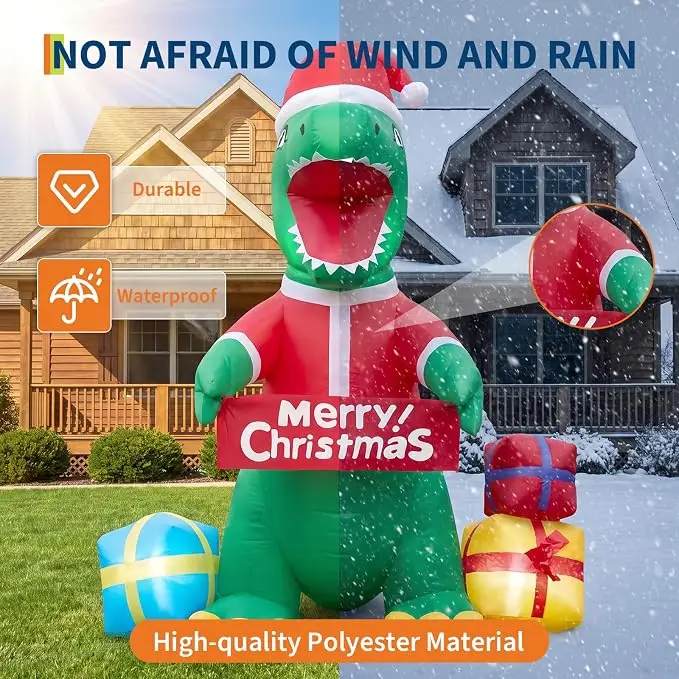 180cm Lighted Inflatable Christmas Large Prehistoric Reptile Dinosaur Yard For Party