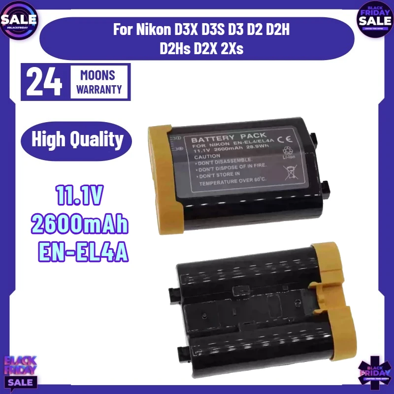 11.1V 2600mAh EN-EL4A Battery for Nikon D3X D3S D3 D2 D2H D2Hs D2X 2Xs Camera