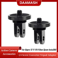 1/4 Screw Converter Tripod Adapter Mount Holder for Gopro 12 11 10 9 Eken Sjcam Insta360 X2 X3 X4 R Action Camera Accessories