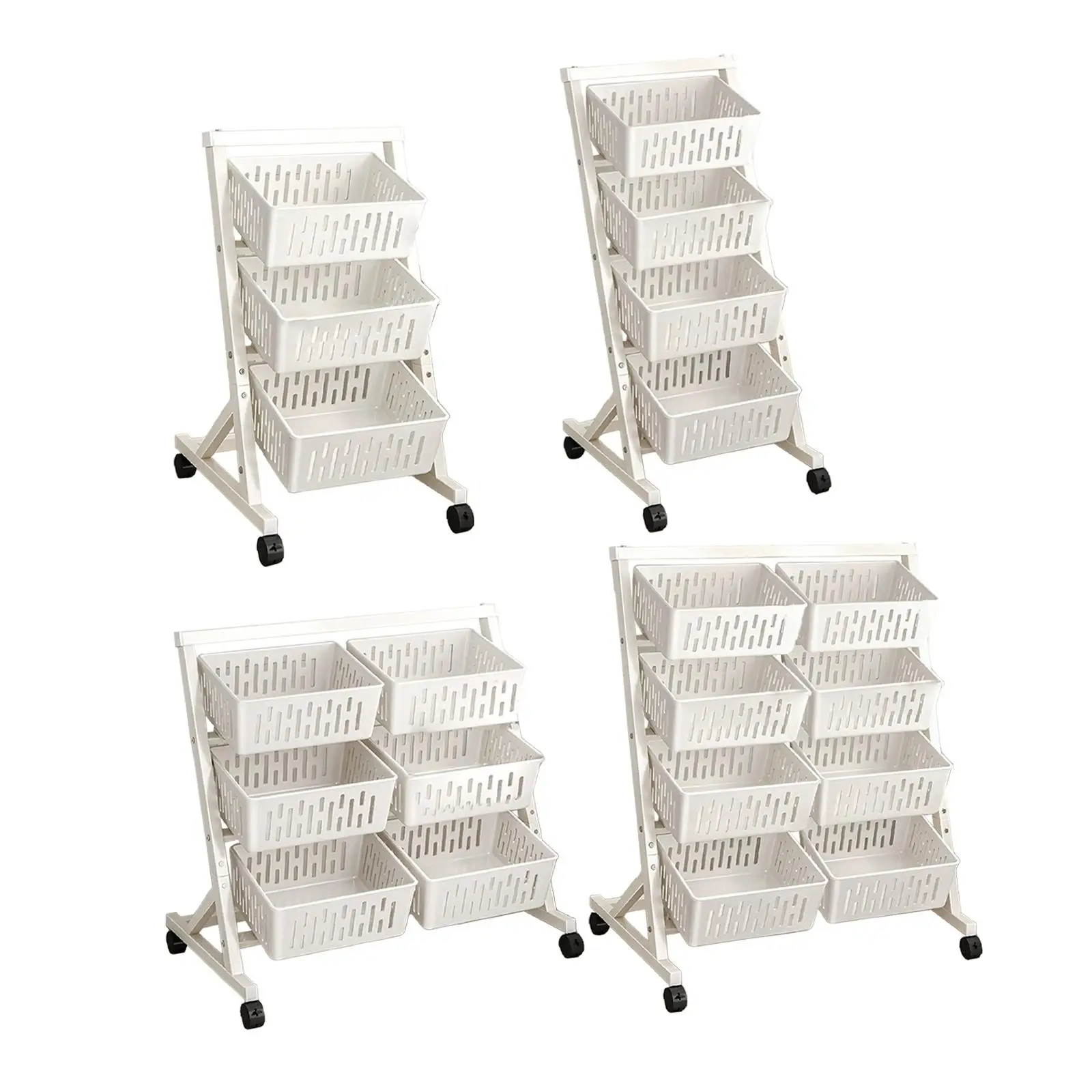 Rolling Cart with Wheels Large Capacity Multifunctional Mobile Shelving Fruit Vegetable Basket for Office Bathroom Living Room