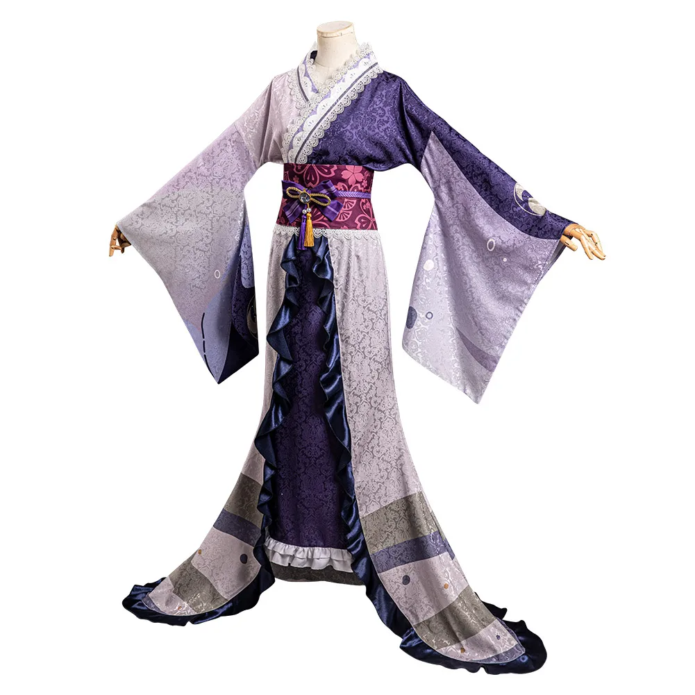 Genshin Impact Raiden Shogun disfraz de Cosplay para mujer adulta, Kimono, vestido, cinturón, trajes, traje de fiesta de Carnaval de Halloween