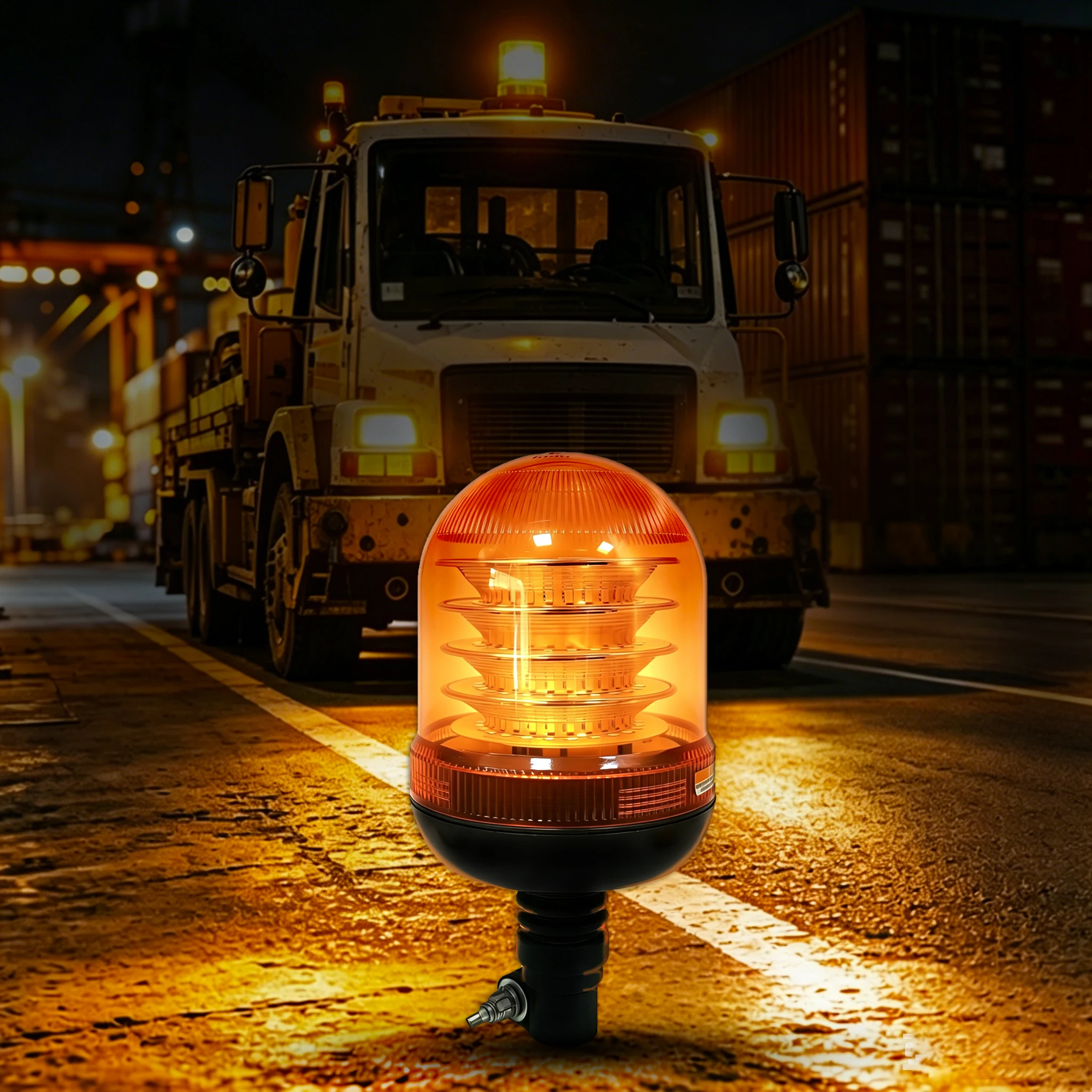 2026 12V/24V Amber LED Warning Beacon Light Rotating Strobe Light for Trucks Excavators Tractors