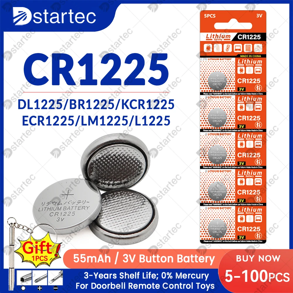 5-100 قطعة CR1225 بطارية خلية عملة ليثيوم طويلة الأمد 3 فولت مقاومة للأطفال، CR 1225 LM1225 DL1225 بطاريات خالية من الزئبق #1