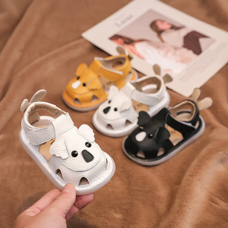 

Summer Genuine Leather Baby Girls Sandals Cartoon Koala Soft Cowhide Boys Beach Shoes Newborn First Walkers Infant Soft Shoes