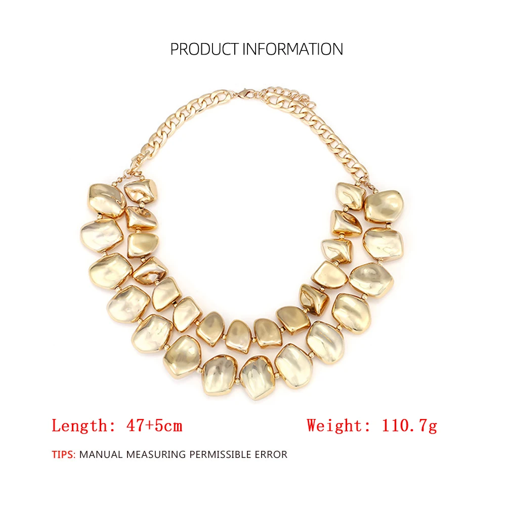 2026 Sommer Neue Gold CCB Perlen-Choker-Halsketten für Damen – Unregelmäßiger, klobiger geometrischer Statement-Schmuck als Halsaccessoires – Detail 1