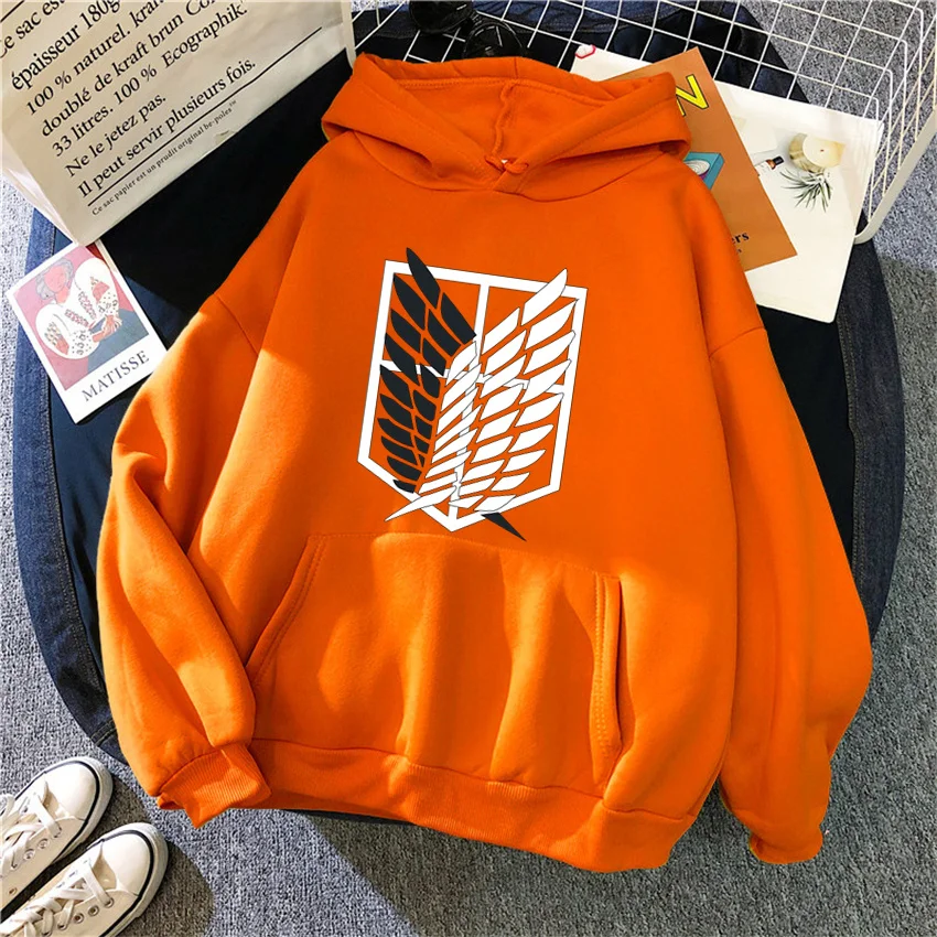 Fashion Women Hoodies Anime Attack on Titan Print Hip Hop Fleece Woman Casual Male Y2K Clothes Hoody Pullover Unisex Streetwear