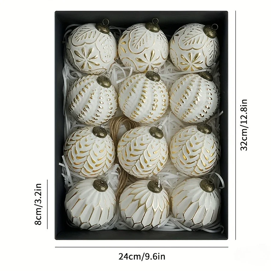 12Pcs 8.0cm Antique-style Christmas Ball Decorations for Christmas Tree Decorations,Wedding Party Decorations,Ball Ornaments