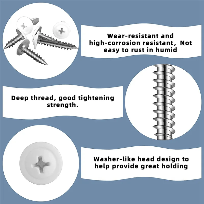 

-FDDT 180Piece 8 White Screws Wood Sheet Metal Screw Thread Truss Head Fast Self Tapping White Pan Cabinet Screws Wood Work