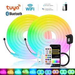 WS2811 Round Neon LED Strip 24V 120LEDs/m 360 Degree RGB Dream Color WiFi Bluetooth APP Remote Control IP67 Flexible Rope Light